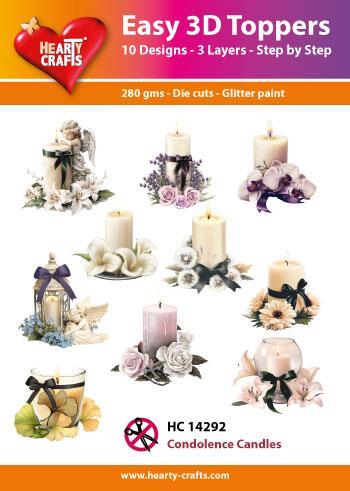 Easy 3D Toppers Condolence candles 10 udstandsende motiver med glimmer